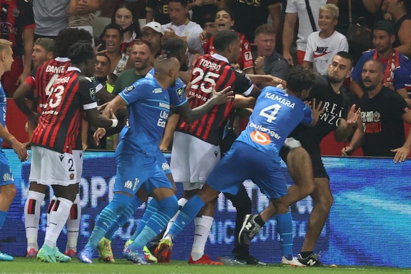 Ligue 1: Ugly Brawl Between Fans & Players Leads To Suspension Of Nice Vs Marseille, Watch