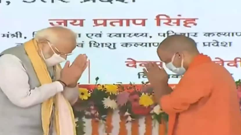 When CM Yogi presented Ram Temple model to PM Modi