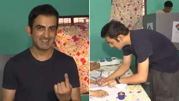 Gautam Gambhir KKR Delhi Voting Lok Sabha Elections 2024 Polling Phase Six Lok Sabha Elections 2024: Ex-India Cricketer & KKR Mentor Gautam Gambhir Casts Vote At Polling Station In Delhi