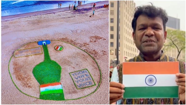 Lok Sabha Polls Phase 6 Mango Sudarsan Pattnaik Sand Art For Voter Awareness Video Mango Finds Its Throne In Sudarsan Pattnaik