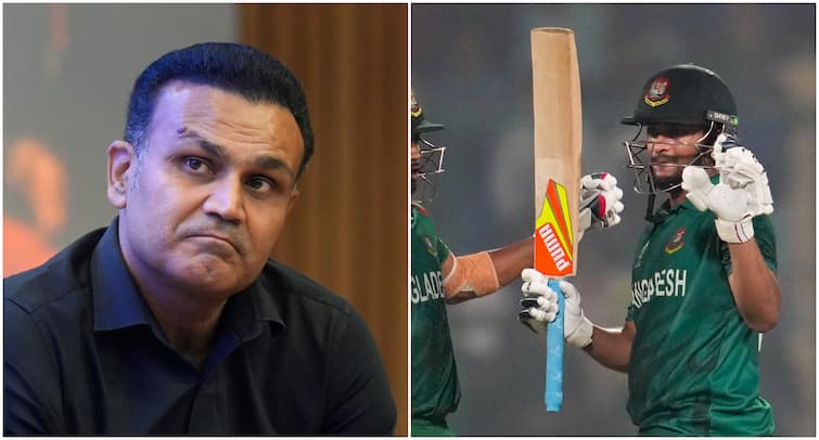 Shakib Al Hasan Slams Virender Sehwag viral video Bangladesh vs Netherlands t20 World cup 2024 match WATCH 