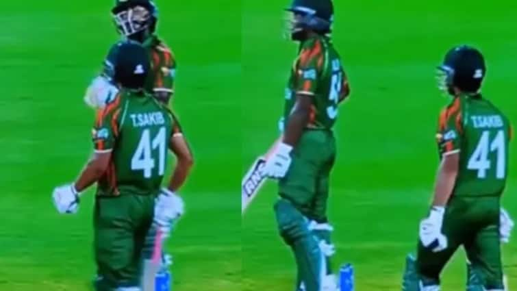 BAN vs NED T20 World Cup 2024 DRS Cheating Bangladesh vs Nepal T20 WC Match Viral Video Non-striker Jaker Ali Seemingly Consults Dressing Room For DRS Call During BAN vs NEP T20 WC Match, Video Goes Viral- WATCH