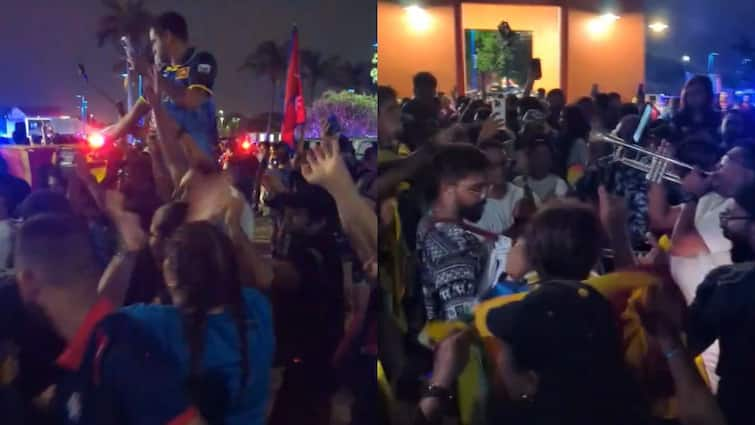 Sri Lanka Nepal Fans Dance Together T20 World Cup 2024 SL vs NEP Washed Out Due To Rain Viral Video Sri Lanka, Nepal Fans Dance Together After T20 World Cup Match Washed Out Due To Rain- WATCH