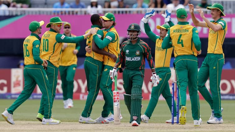 SA vs BAN Highlights South Africa Hold Their Nerves To Beat Bangladesh In New York Cliffhanger T20 World Cup 2024 SA vs BAN Highlights: South Africa Hold Their Nerves To Beat Bangladesh In New York Cliffhanger At T20 World Cup 2024