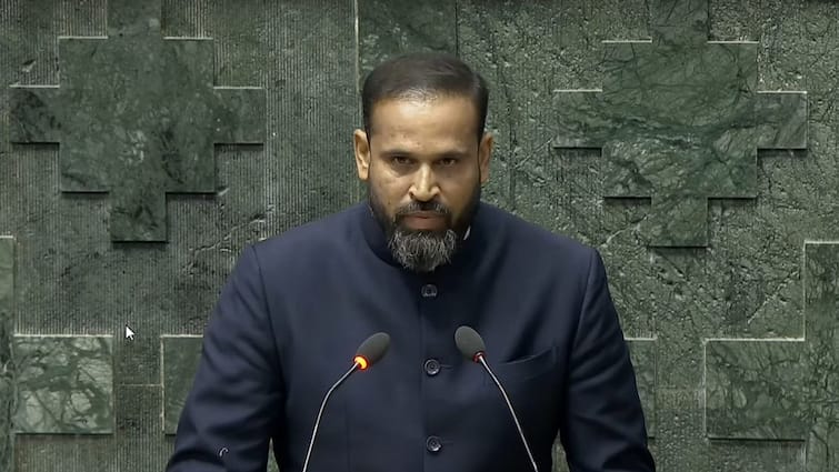 Yusuf Pathan Takes Oath Baharampore Berhampore MP Ex India Cricketer Watch Viral Video 18th Lok Sabha Yusuf Pathan, Former India Cricketer, Takes Oath As Berhampore MP In 18th Lok Sabha- WATCH