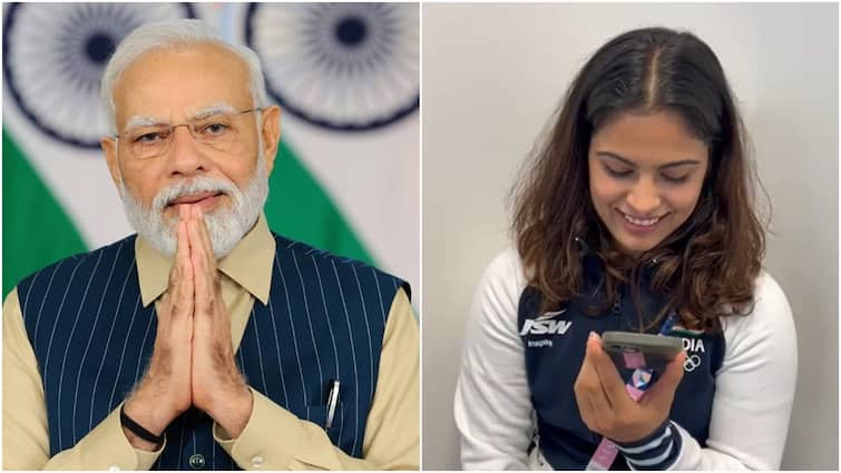 PM Modi Congratulates Manu Bhaker on Winning Olympic Bronze Medal Call Video Watch Olympics 2024 Women 10m Air Pistol event ‘Aap Logon Ki Mehnat...’: PM Modi Congratulates Manu Bhaker On Winning Olympic Bronze Medal — WATCH