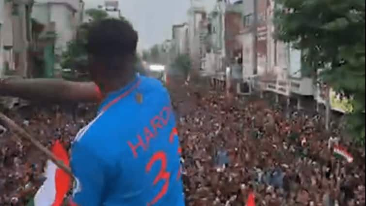 Hardik Pandya Receives Grand Welcome Hometown Vadodara WATCH T20 World Cup 2024 Hardik Pandya Receives Grand Welcome In 