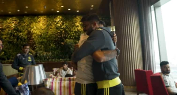 Suryakumar Yadav Hardik Pandya Share Warm Hug IND vs SL T20I Suryakumar Yadav And Hardik Pandya Share Warm Hug - WATCH