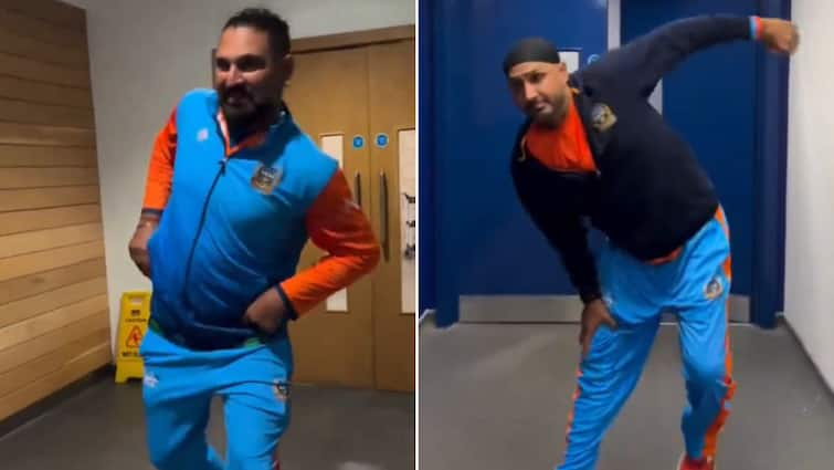 Yuvraj Harbhajan Raina Dance Tauba Tauba Vicky Kaushal Song Viral Video WCL IND vs PAK Win Yuvraj, Harbhajan & Raina