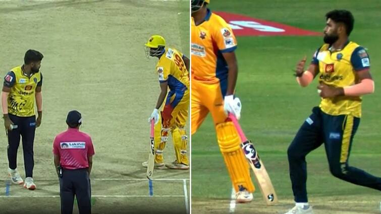 R Ashwin Gets Warning For Leaving Crease Early TNPL Match 2024 Video Viral Mankading R Ashwin Gets Warned By Bowler For Leaving Crease Early During TNPL Match- WATCH