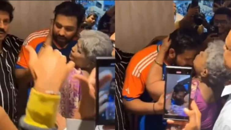 Rohit Sharma Mother Kisses Son T20 World Cup 2024 Winning Captain Reaction Goes Viral Viral Video Mumbai Wankhede Stadium Rohit Sharma