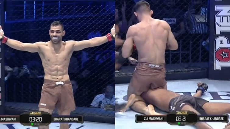 MMA Zia Mashwani 1st Pakistani Fighter Defeat Indian Opponent Bharat Khandare Home Turf Rizwan Ali Beat Srikant Sekhar IND vs PAK Video MMA Star Zia Mashwani 1st Pakistani Fighter To Defeat Indian Opponent On Home Soil; Rizwan Ali Repeats Feat In Lightweight 