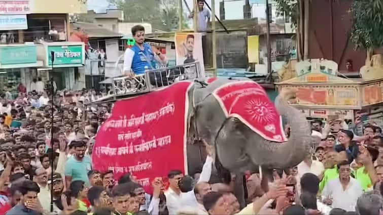 Swapnil Kusale Elephant Procession Receives Unique Welcome Kolhapur Paris Olympics 2024 Bronze Medal Swapnil Kusale Made To Sit On Elephant In Procession As Kolhapur Welcomes Paris Olympics Medallist 