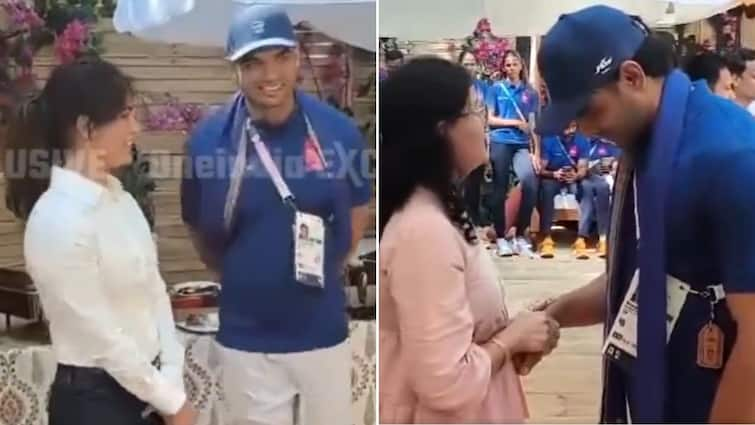 Neeraj Chopra Manu Bhaker Meeting Video Viral Netizens React Rishta Pakka Paris Olympics 2024 Medallist 