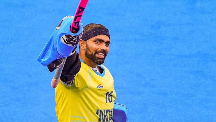 PR Sreejesh Match Winning Save Mens Hockey Goal Video Paris Olympics 2024 India vs Great Britain WATCH: PR Sreejesh