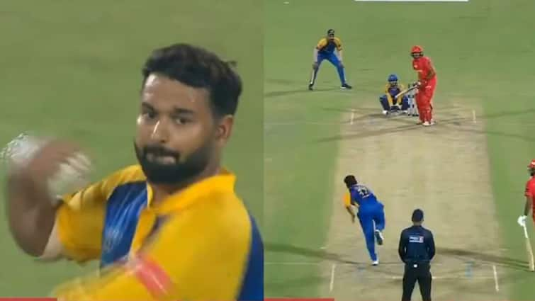 Rishabh Pant Bowls Leg Spin Viral Video Shane Warner Like Action DPL 2024 Delhi Premier League T20 Purani Dilli 6 Rishabh Pant Bowls Leg Spin With Shane Warne-Like Action In A Rare Sight In DPL T20 Match 