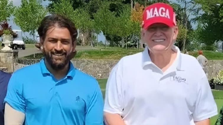 Thala for a Reason MS Dhoni Donald Trump Golf Video Viral After 2024 US Elections Win 47th President Republican ‘Thala for a Reason’: MS Dhoni’s Old Golf Video With Donald Trump Resurfaces After 2024 US Elections; Memefest Erupts