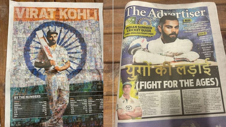 Virat Kohli Front Page Australian Newspapers Hindi Headline India vs Australia BGT Border Gavaskar Trophy 2024 IND vs AUS Virat Kohli Takes Over Front Pages Of Australian Newspapers With Hindi Headlines Ahead Of BGT 2024-25