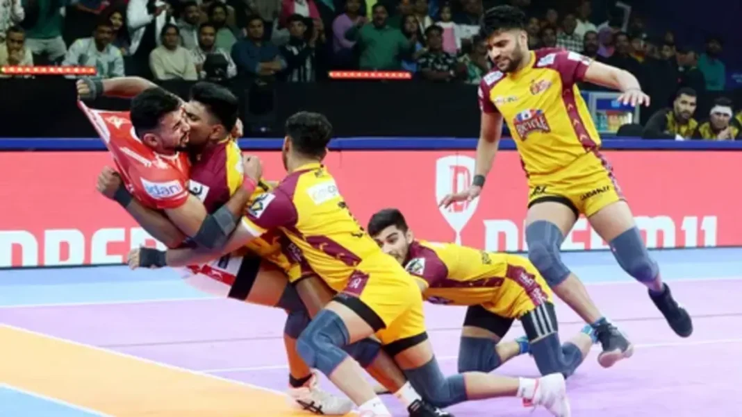 telugu-titans-beat-gujarat-giants-pro-kabaddi-league-pkl-11-match-highlights-raid-tackle-points-standings-pune PKL Season 11: Star Raider Inspires Telugu Titans