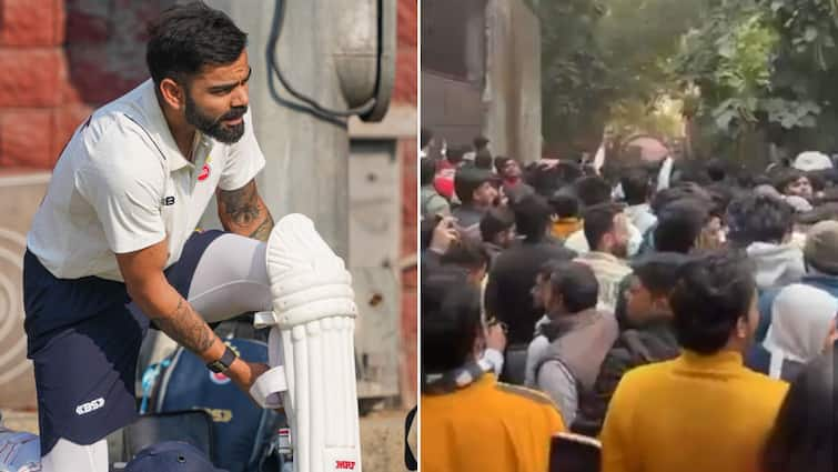 Delhi vs Railways Ranji Trophy Stampede Rush At Delhi Arun Jaitley Stadium As Fans Ahead Of Virat Kohli Match Stampede-Like Rush At Delhi