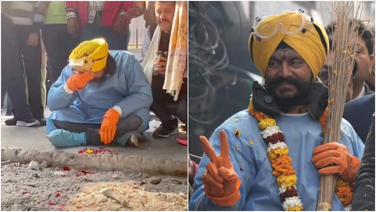 Delhi Election 2025 AAP Jitender Shunty Smears Ashes Files Shahdara Nomination In PPE Kit As COVID Crisis Reminder Delhi Polls: AAP’s Jitender Shunty Smears Himself With Ashes, Files Shahdara Nomination In PPE Kit