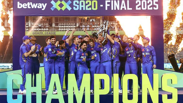 mi cape town crowned sa20 league 2025 champions beat sunrisers eastern cape in the final by 76 runs SA20 League 2025 Final: MI Cape Town Secure Maiden Title With Comprehensive Win