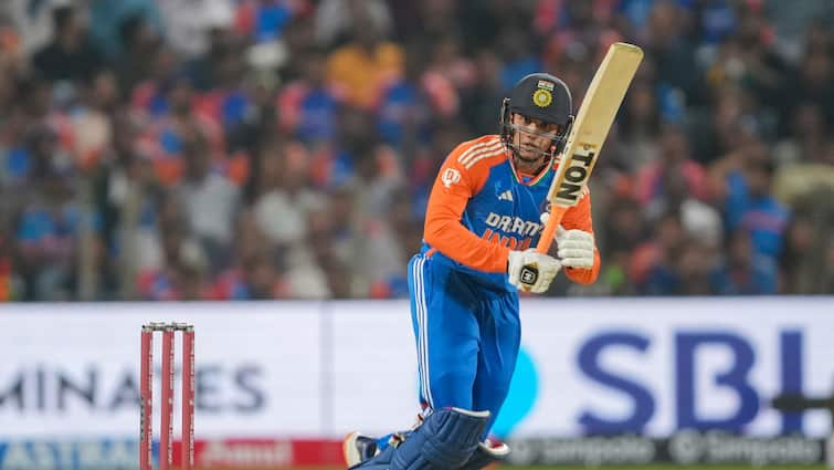 abhishek sharma srh opener smashes 17 ball 50 for india vs england 5th t20i wankhede stadium mumbai watch highlights SRH Opener Lit Up Wankhede With Stunning Fifty Vs England In 5th T20I 