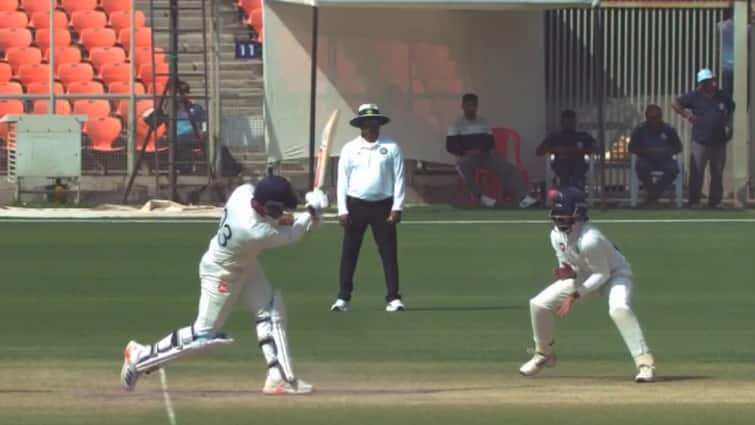 kerala dramatic final wicket vs gujarat ranji trophy semi final watch viral video helmet catch narendra modi stadium ahmedabad first innings lead Watch: Drama Unfolds In Ahmedabad As 