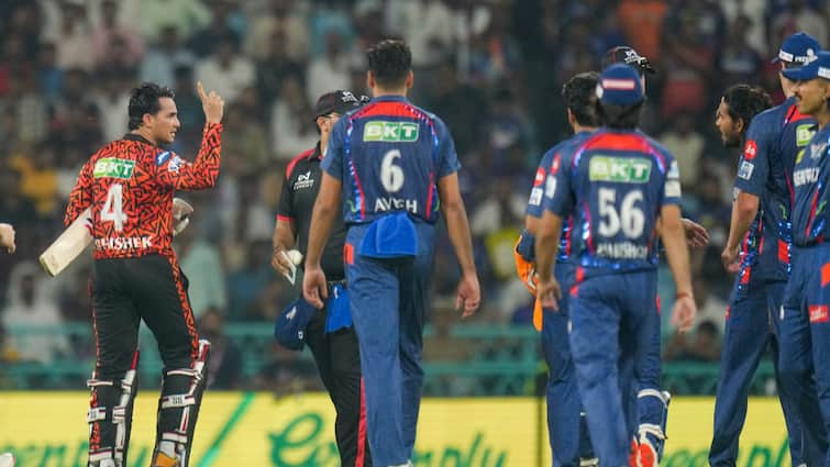 Abhishek Sharma, Digvesh Rathi Fined For Showing Dissent During LSG Vs SRH Match one match suspension ipl 2025 Abhishek Sharma, Digvesh Rathi Fined For Showing Dissent During LSG Vs SRH Match