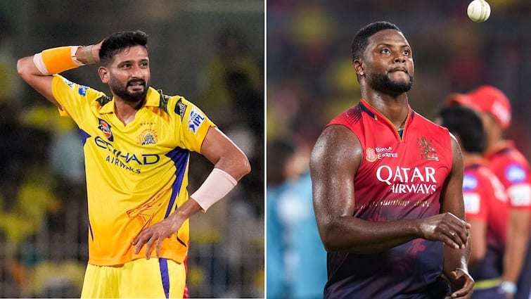 Khaleel Ahmed Bowls Most Expensive Over In IPL 2025 As Romario Shepherd Smashes 33 Runs In 6 Balls Video Khaleel Ahmed Bowls Most Expensive Over In IPL 2025 As Romario Shepherd Smashes 33 Runs In 6 Balls — WATCH