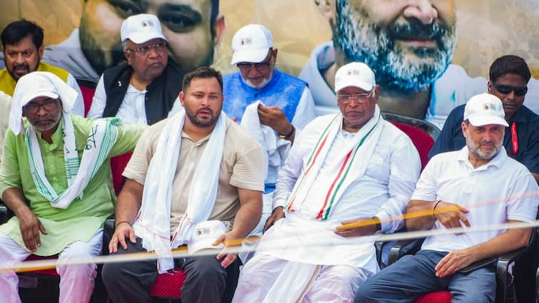 BJP Hits Back Rahul Gandhi Vows Hydrogen Bomb Of Revelations On Vote Chori Bihar Election 2025 Tejashwi Yadav BJP Slams ‘Bihar Badnam Yatra’ After Rahul Gandhi’s ‘Hydrogen Bomb’ Remark; Alleges Tejashwi ‘Reduced To No. 2’