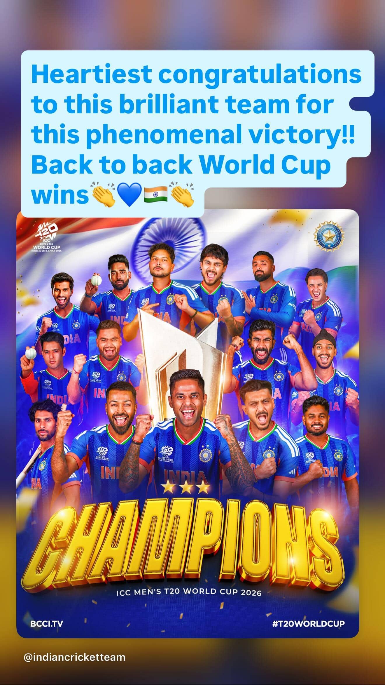 सनी देओल से लेकर करीना कपूर तक: टीम इंडिया द्वारा 2026 टी20 वर्ल्ड कप ट्रॉफी जीतने पर बॉलीवुड सेलेब्स ने जश्न मनाया